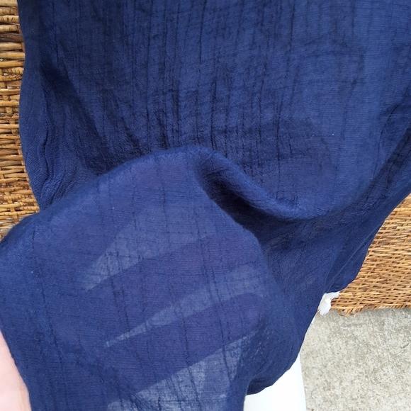 Kona Sol Deep Blue Gauzy Tunic with Elegant Embroidy Swim Cover Up M - Picture 11 of 14